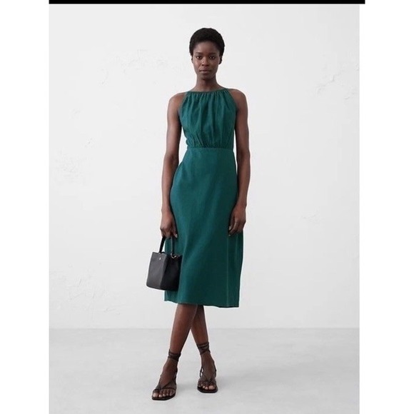 Banana Republic Dresses & Skirts - NWT Banana Republic Linen Blend High Neck Midi Dress Deep Sea Teal Green Size 4